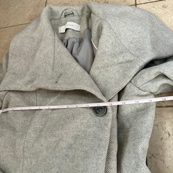 T Tahari Womens S ? Oversized Drape Collar Pea Coat Wool Blend Gray Winter Fall - Picture 4 of 12